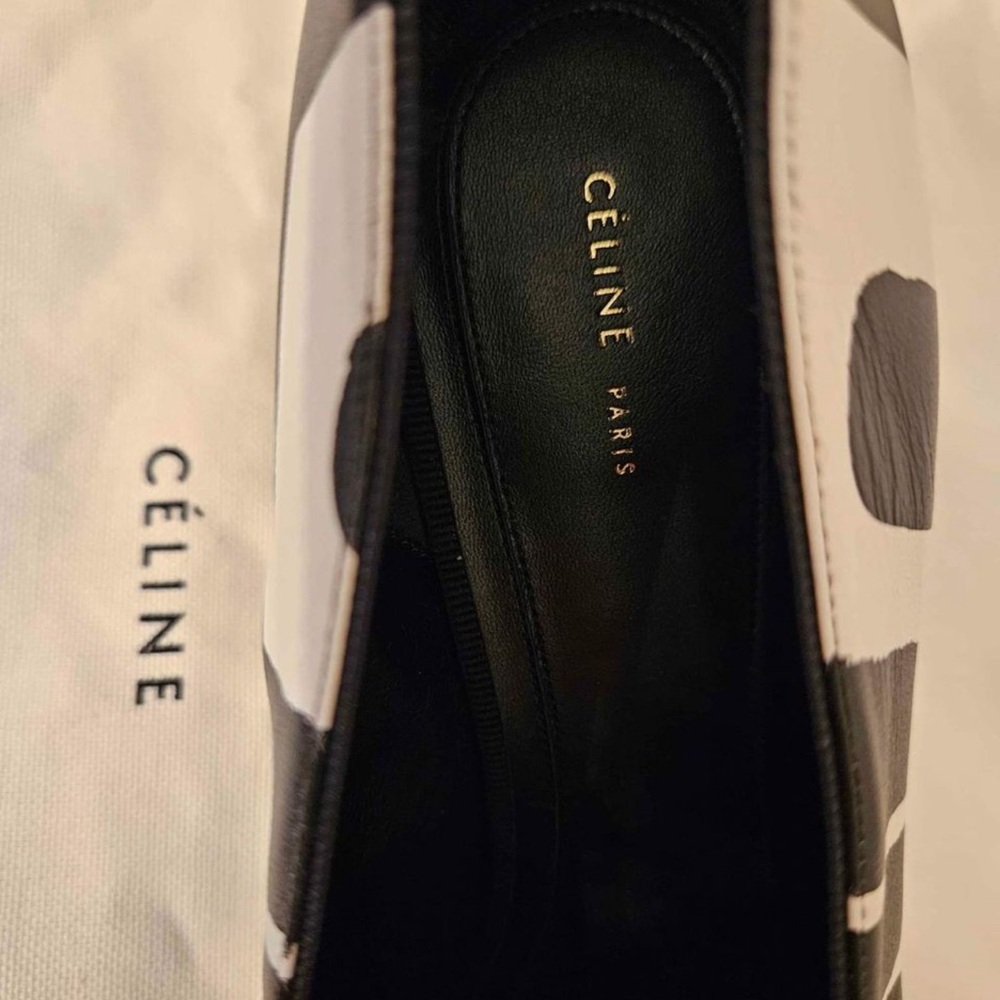 Céline NWB Op-Art V-neck leather pumps 40.5 NEW - Picture 5 of 8